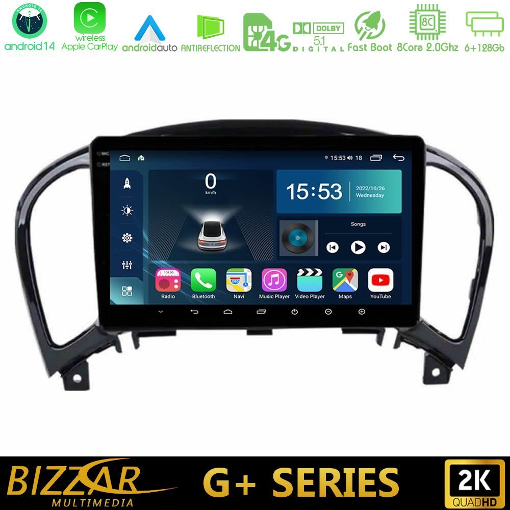Bizzar G+ Series Nissan Juke 8core Android14 6+128GB Navigation Multimedia Tablet 9"