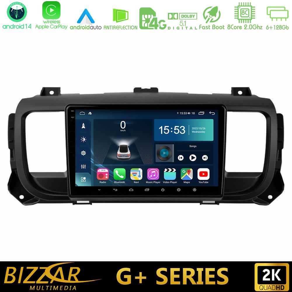 Bizzar G+ Series Citroen/Peugeot/Opel/Toyota 8core Android14 6+128GB Navigation Multimedia Tablet 9"