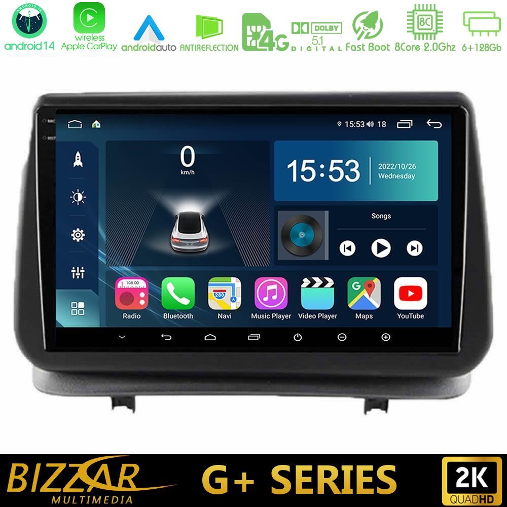Bizzar G+ Series Renault Clio 2005-2012 8core Android14 6+128GB Navigation Multimedia Tablet 9"