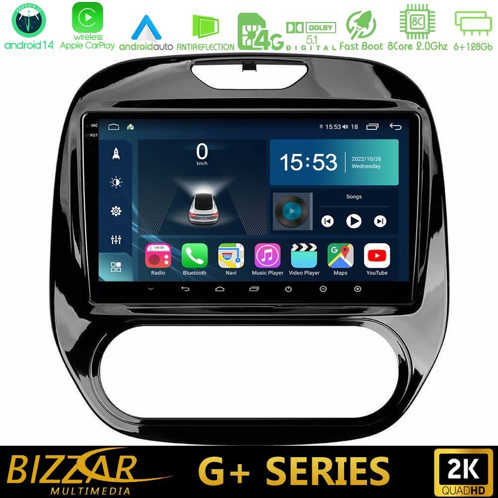 Bizzar G+ Series Renault Captur 2013-2019 (Manual AC) 8core Android14 6+128GB Navigation Multimedia Tablet 9"