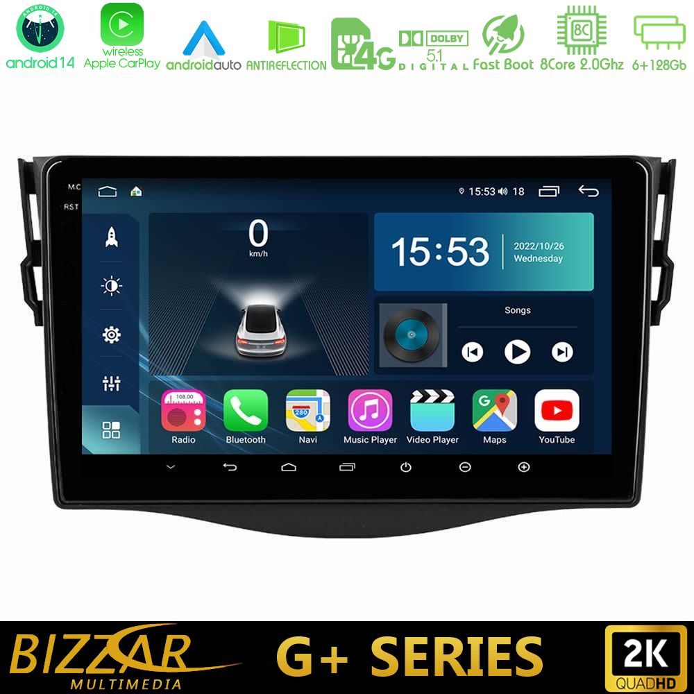 Bizzar G+ Series Toyota RAV4 8core Android14 6+128GB Navigation Multimedia 9"