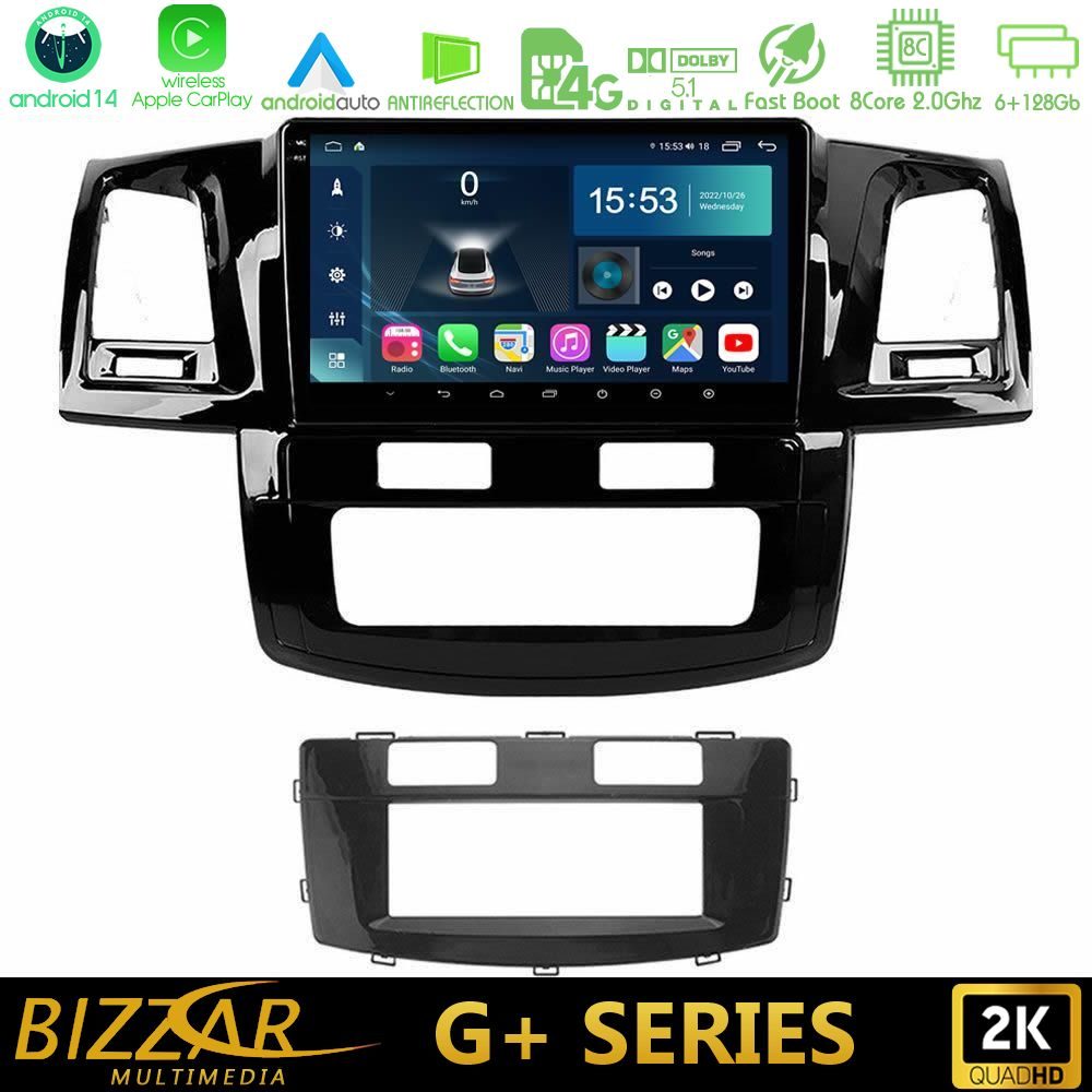 Bizzar G+ Series Toyota Hilux 2007-2011 8core Android14 6+128GB Navigation Multimedia Tablet 9"