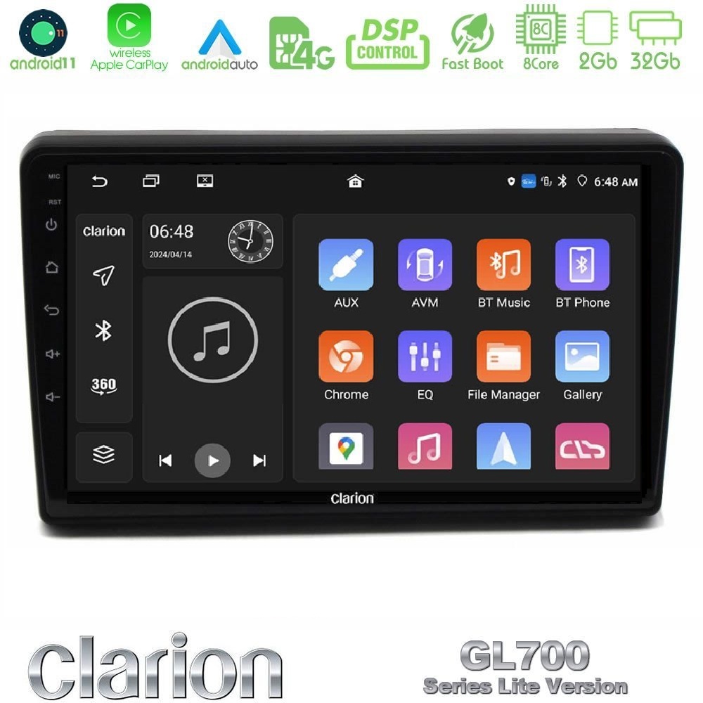 Clarion GL700 Lite Series 8Core Android11 2+32GB Citroen C5 2008-2019 Navigation Multimedia Tablet 10" Με Carplay & Android Auto