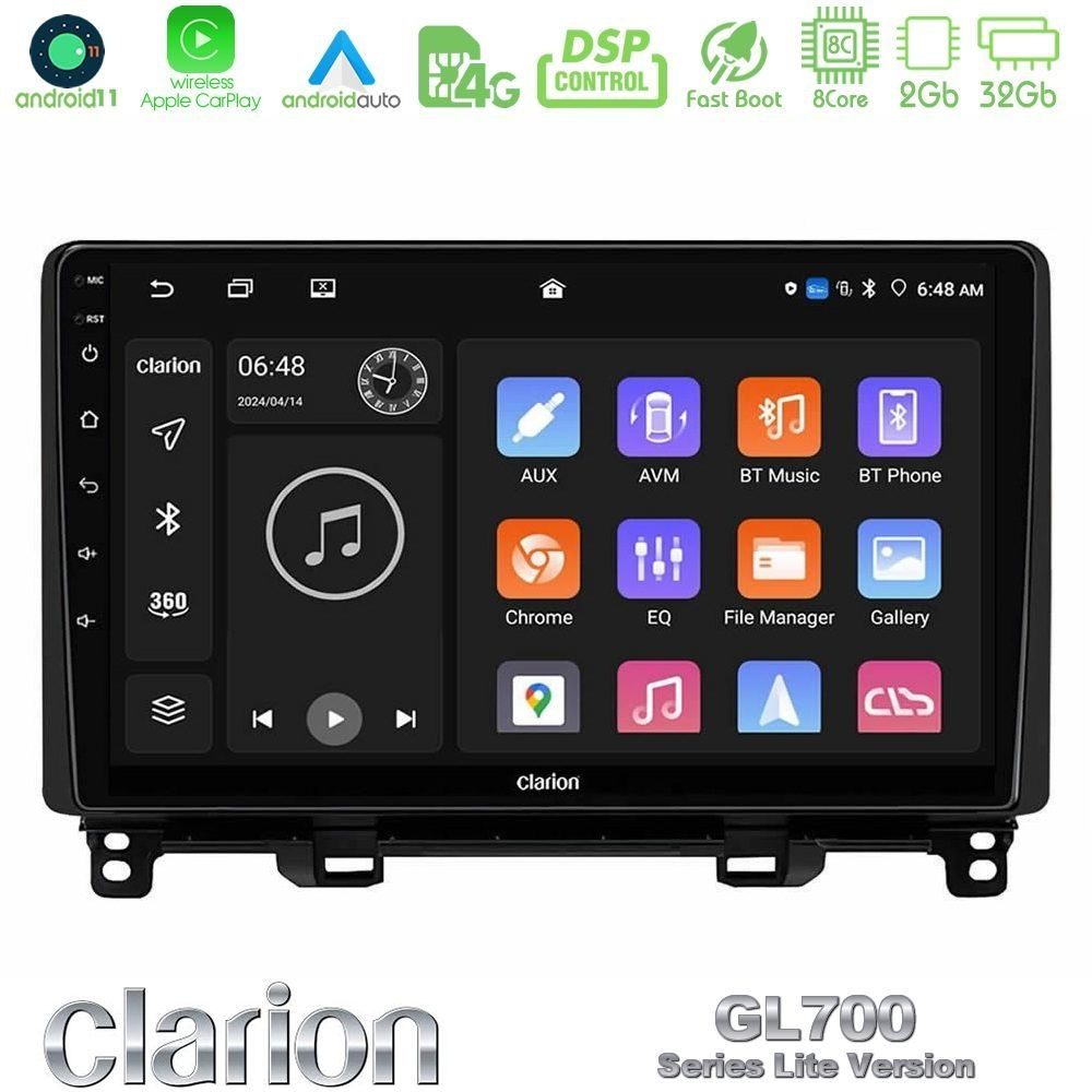 Clarion GL700 Lite Series 8Core Android11 2+32GB Honda Jazz 2021-2025 Navigation Multimedia Tablet 9" Με Carplay & Android Auto