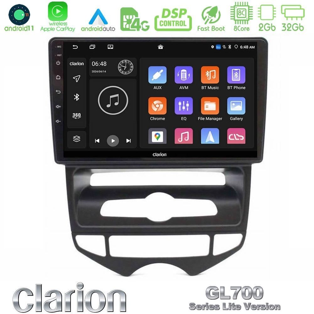 Clarion GL700 Lite Series 8Core Android11 2+32GB Hyundai ix20 2010-2020 (AUTO A/C) Navigation Multimedia Tablet 10" Με Carplay & Android Auto