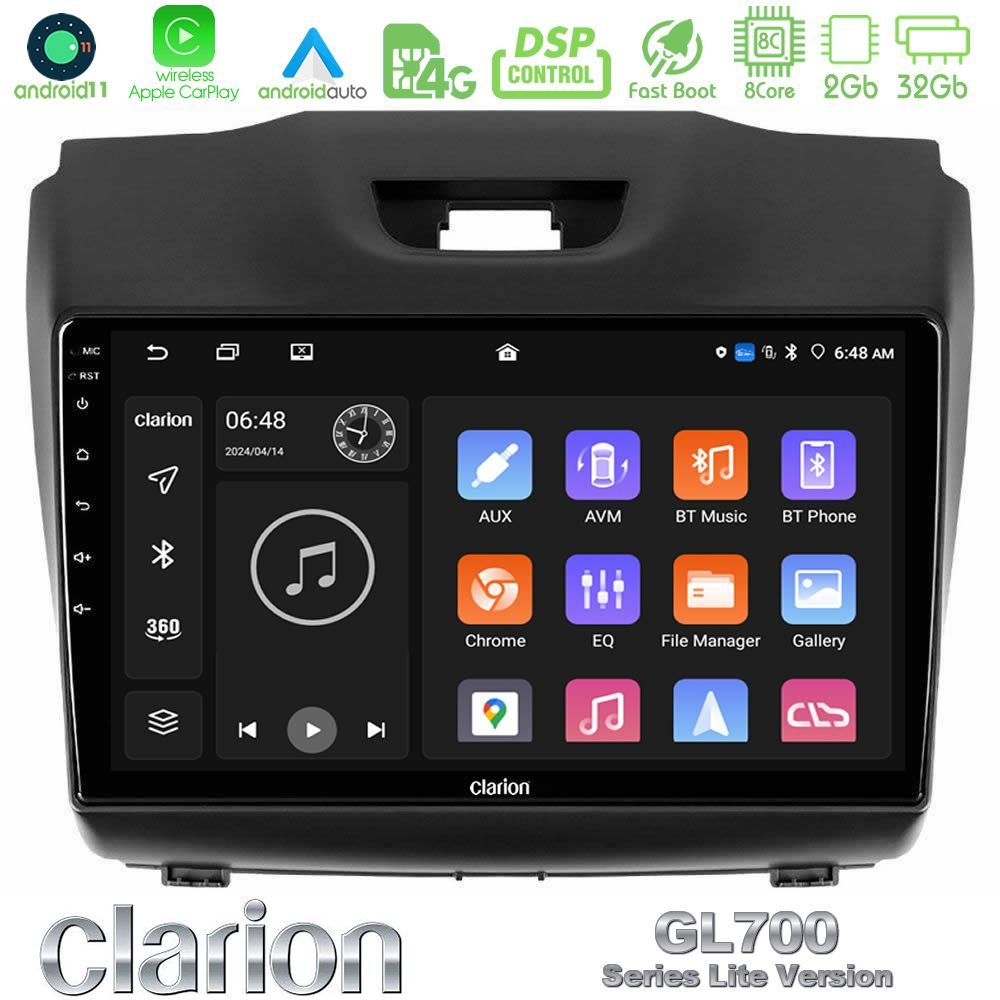 Clarion GL700 Lite Series 8Core Android11 2+32GB Isuzu D-MAX 2012-2019 Navigation Multimedia Tablet 9" Με Carplay & Android Auto