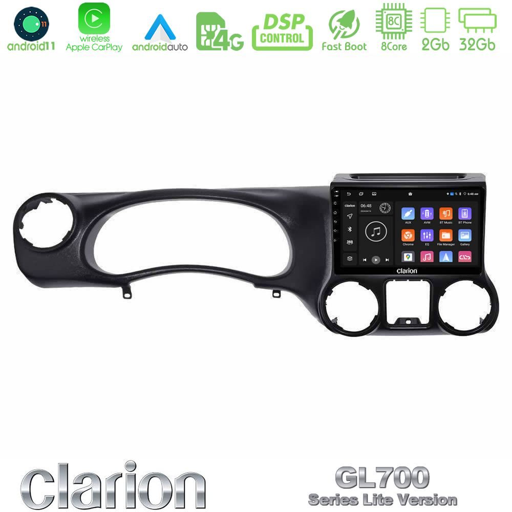 Clarion GL700 Lite Series 8Core Android11 2+32GB Jeep Wrangler 2011-2014 Navigation Multimedia Tablet 10" Με Carplay & Android Auto