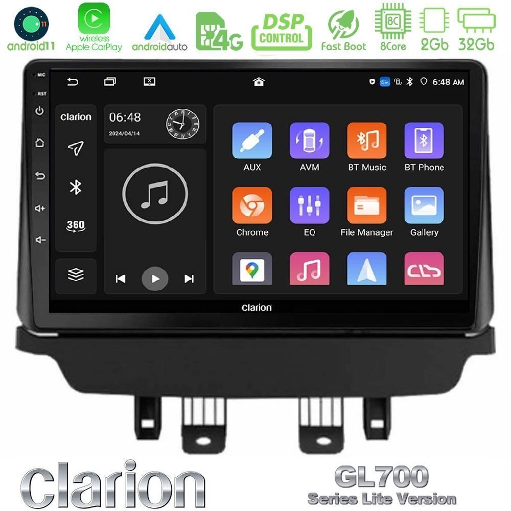 Clarion GL700 Lite Series 8Core Android11 2+32GB Mazda 2 2014-2021 Navigation Multimedia Tablet 9" Με Carplay & Android Auto