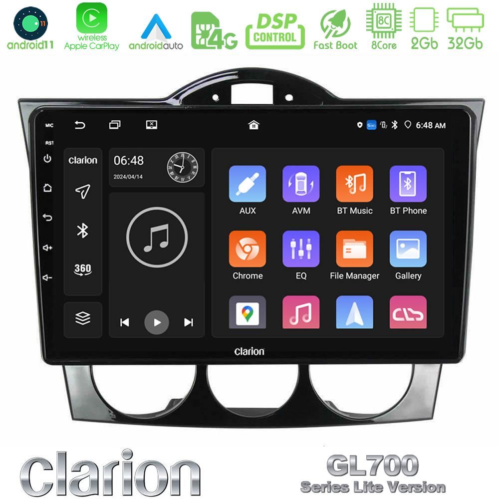 Clarion GL700 Lite Series 8Core Android11 2+32GB Mazda RX8 2003-2008 Navigation Multimedia Tablet 9" Με Carplay & Android Auto
