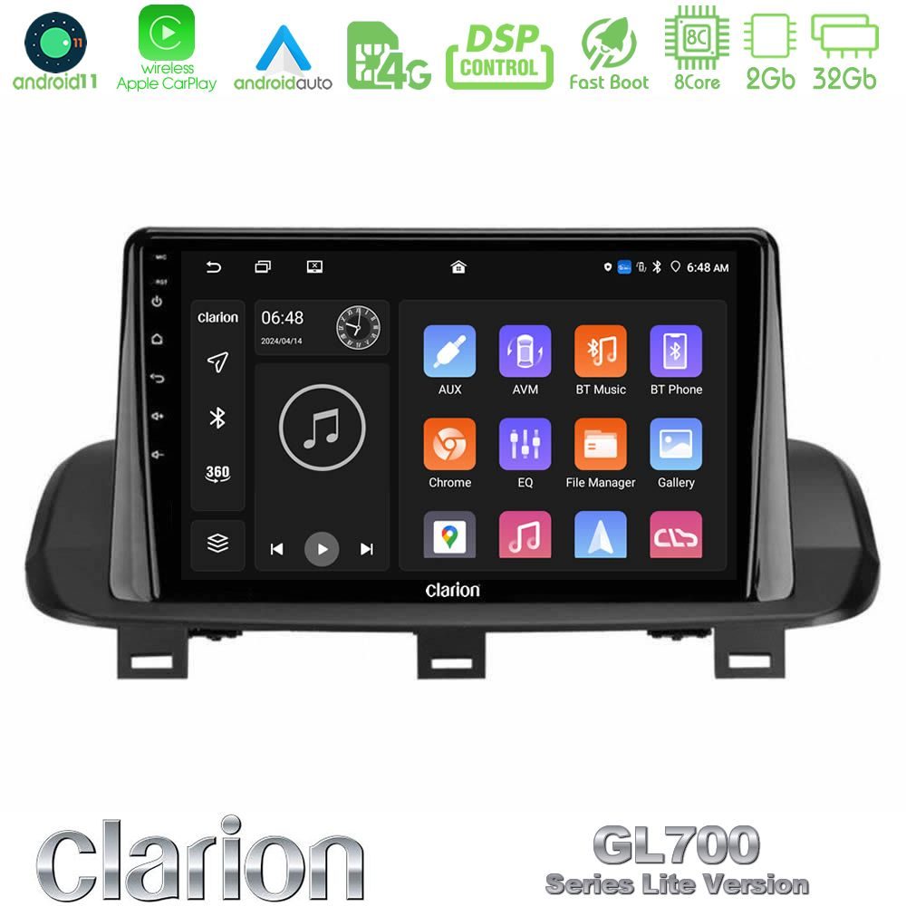 Clarion GL700 Lite Series 8Core Android11 2+32GB Nissan Qashqai J12 & X-Trail T33 Navigation Multimedia Tablet 10" Με Carplay & Android Auto