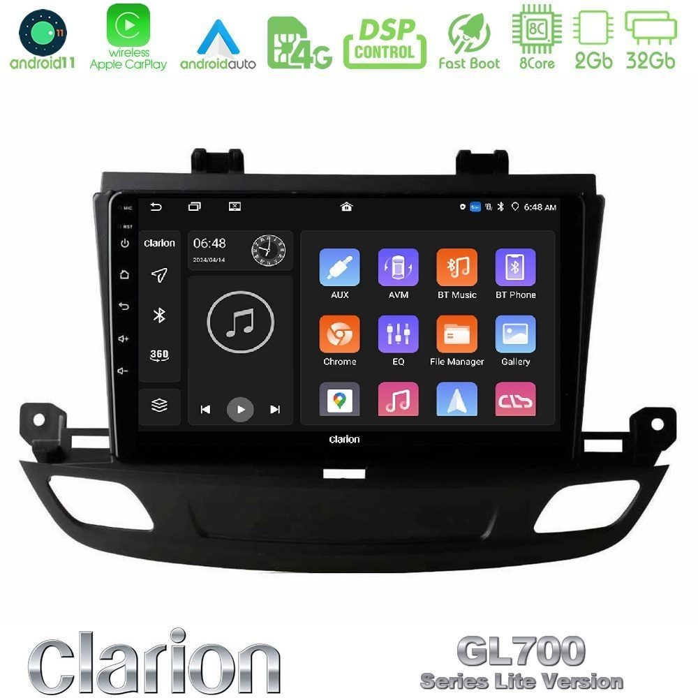 Clarion GL700 Lite Series 8Core Android11 2+32GB Opel Insignia 2 2017-2020 Navigation Multimedia Tablet 9" Με Carplay & Android Auto