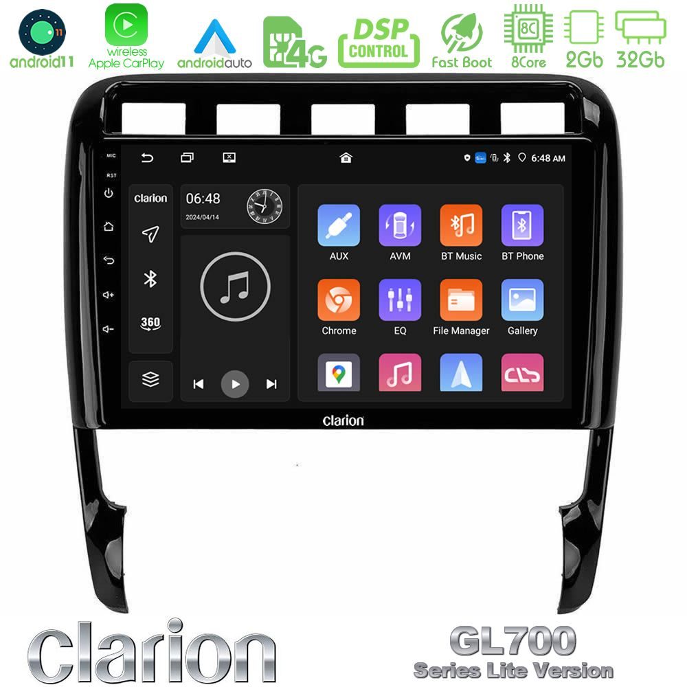 Clarion GL700 Lite Series 8Core Android11 2+32GB Porsche Cayenne 2003-2010 Navigation Multimedia Tablet 9" Με Carplay & Android Auto