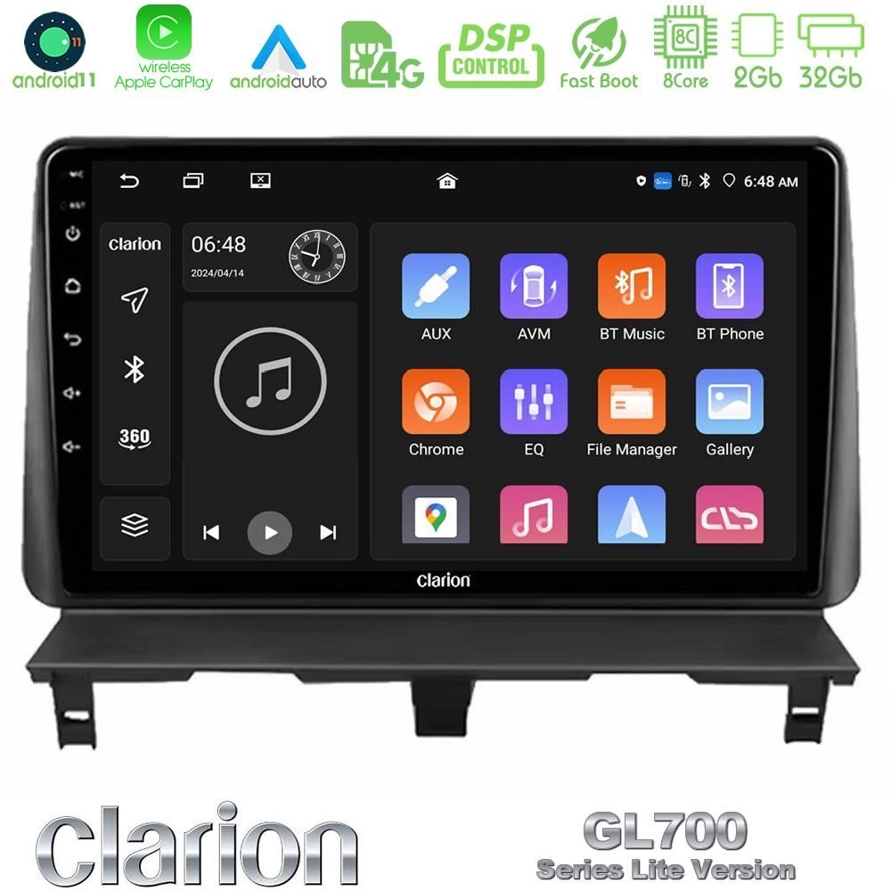 Clarion GL700 Lite Series 8Core Android11 2+32GB Peugeot Partner / Citroën Berlingo 2002-2008 Navigation Multimedia Tablet 9" Με Carplay & Android Auto