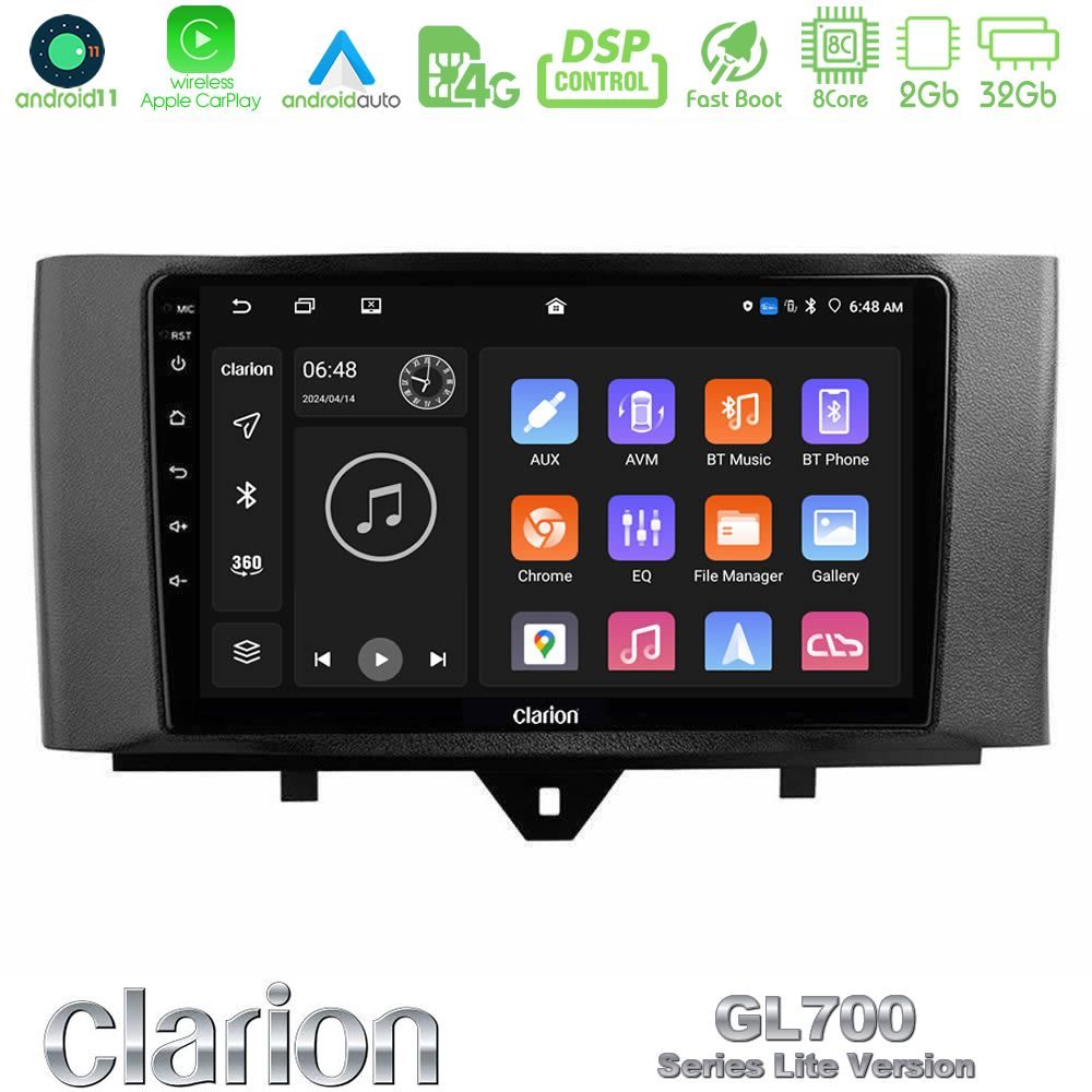 Clarion GL700 Lite Series 8Core Android11 2+32GB Smart 451 Facelift Navigation Multimedia Tablet 9" Με Carplay & Android Auto