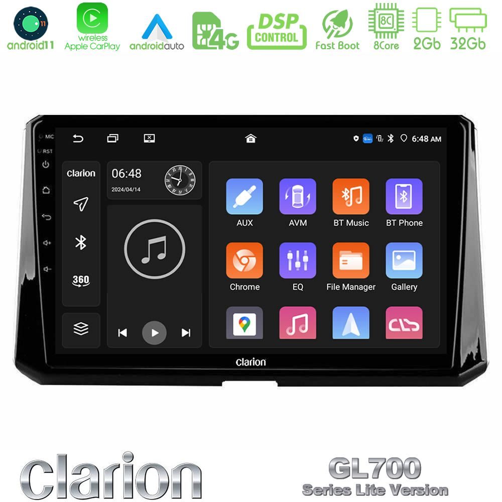 Clarion GL700 Lite Series 8Core Android11 2+32GB Toyota Corolla 2019-2022 Navigation Multimedia Tablet 10" Με Carplay & Android Auto