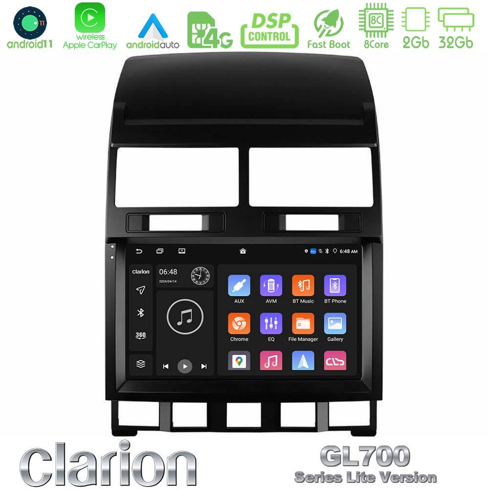 Clarion GL700 Lite Series 8Core Android11 2+32GB VW Touareg 2002 – 2010 Navigation Multimedia Tablet 9" Με Carplay & Android Auto