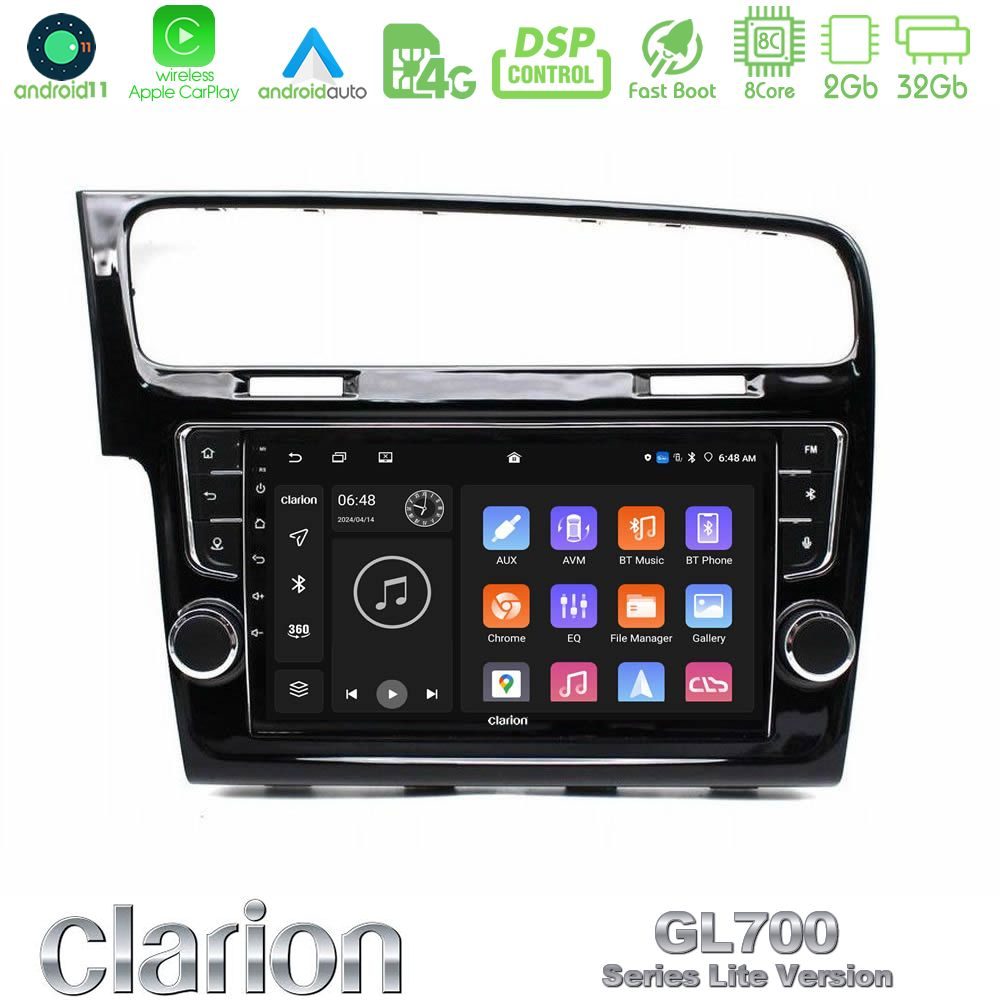Clarion GL700 Lite Series 8Core Android11 2+32GB VW GOLF 7 Navigation Multimedia Tablet 9" Με Carplay & Android Auto (OEM Look)