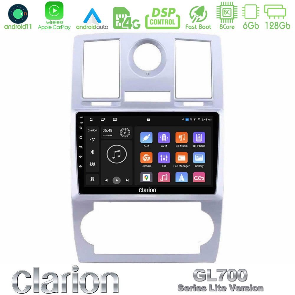 Clarion GL700 Lite Series 8Core Android11 6+128GB Chrysler 300C Navigation Multimedia Tablet 9" Με Carplay & Android Auto