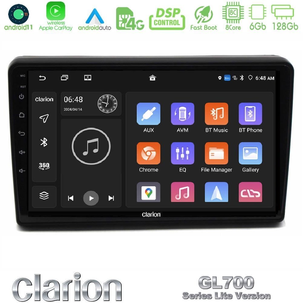 Clarion GL700 Lite Series 8Core Android11 6+128GB Citroen C5 2008-2019 Navigation Multimedia Tablet 10" Με Carplay & Android Auto
