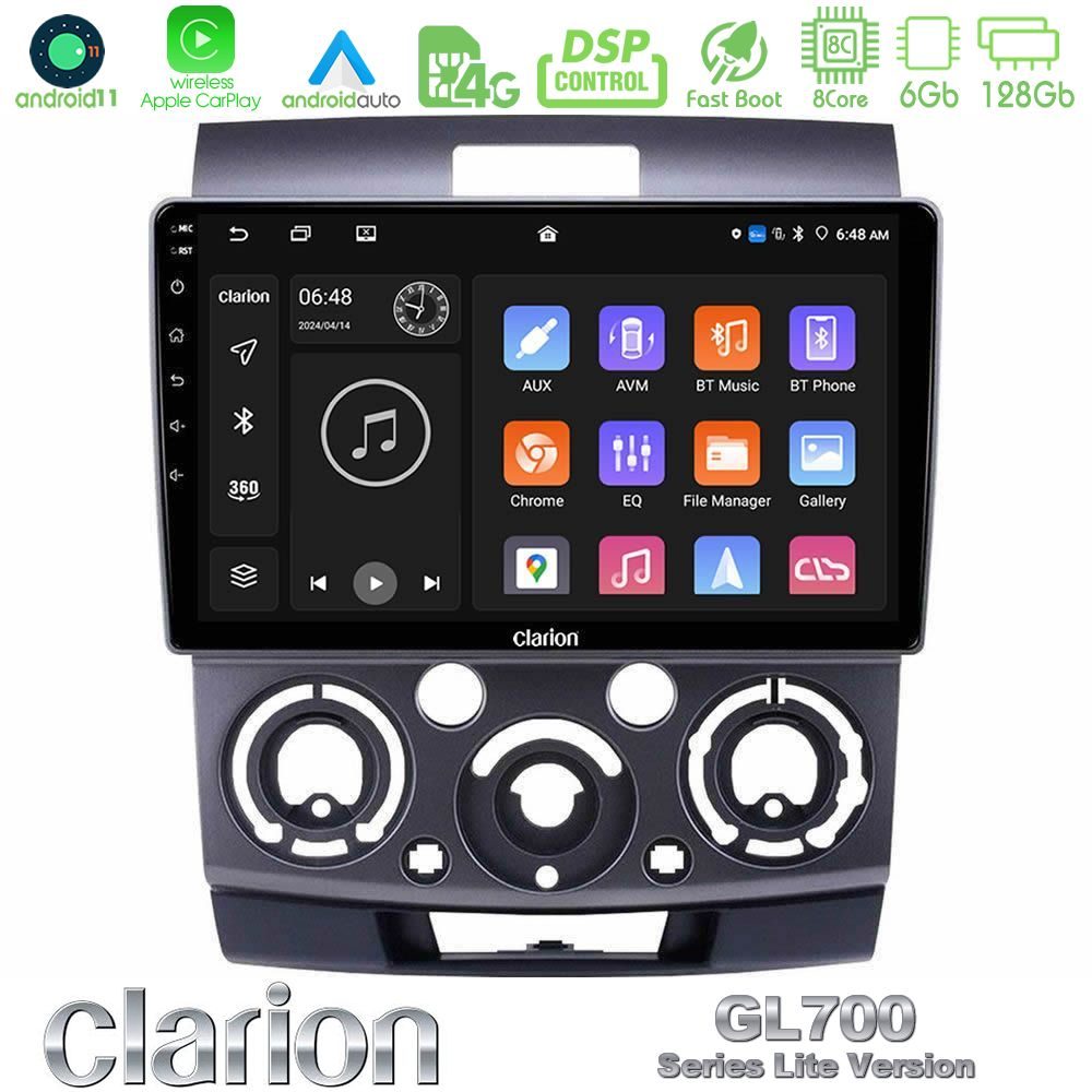 Clarion GL700 Lite Series 8Core Android11 6+128GB Ford Ranger/Mazda BT50 Navigation Multimedia Tablet 9" Με Carplay & Android Auto