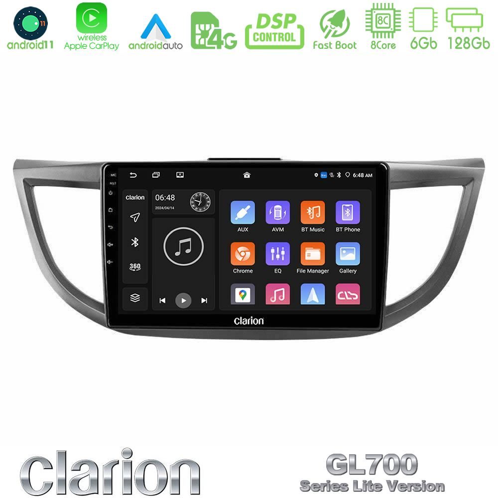 Clarion GL700 Lite Series 8Core Android11 6+128GB Honda CRV 2012-2017 Navigation Multimedia Tablet 9" Με Carplay & Android Auto