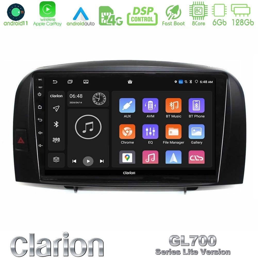 Clarion GL700 Lite Series 8Core Android11 6+128GB Hyundai Sonata 2005-2009 Navigation Multimedia Tablet 10" Με Carplay & Android Auto