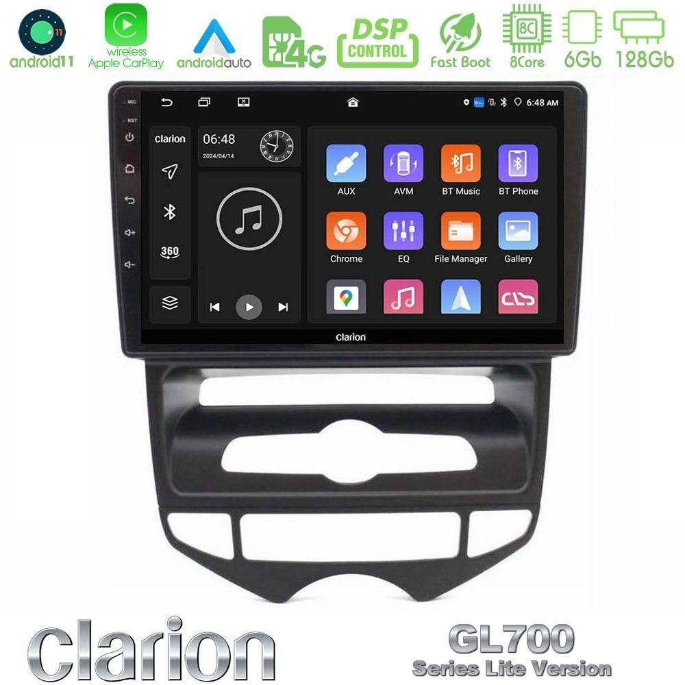 Clarion GL700 Lite Series 8Core Android11 6+128GB Hyundai ix20 2010-2020 (AUTO A/C) Navigation Multimedia Tablet 10" Με Carplay & Android Auto