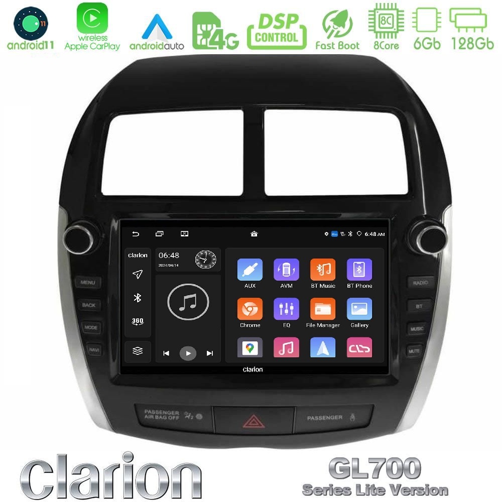 Clarion GL700 Lite Series 8Core Android11 6+128GB Mitsubishi ASX 2013-2018 Navigation Multimedia Tablet 9" Με Carplay & Android Auto (Oem Look)