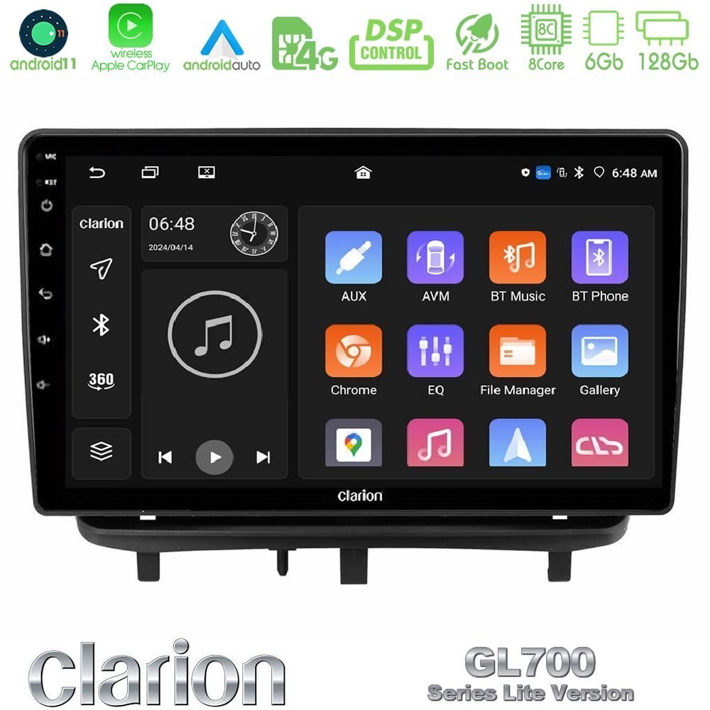 Clarion GL700 Lite Series 8Core Android11 6+128GB Opel Corsa D 2006-2014 Navigation Multimedia Tablet 9" Με Carplay & Android Auto (Top Mount)