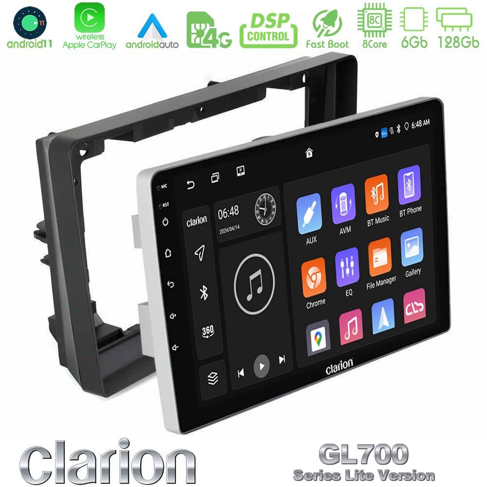 Clarion GL700 Lite Series 8Core Android11 6+128GB Peugeot 308 2013-2020 Navigation Multimedia Tablet 9" Με Carplay & Android Auto