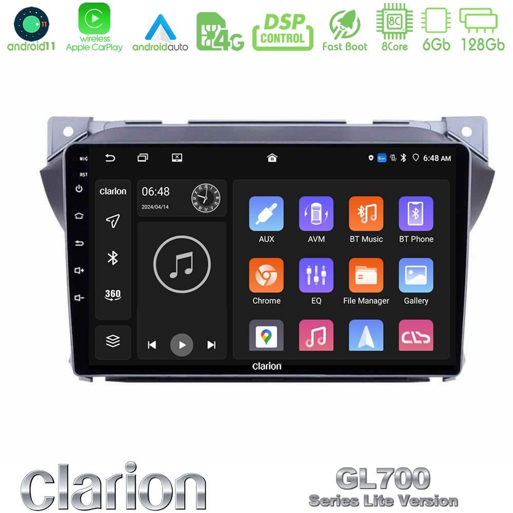 Clarion GL700 Lite Series Suzuki Alto & Nissan Pixo 8Core Android11 6+128GB Navigation Multimedia Tablet 9" Με Carplay & Android Auto