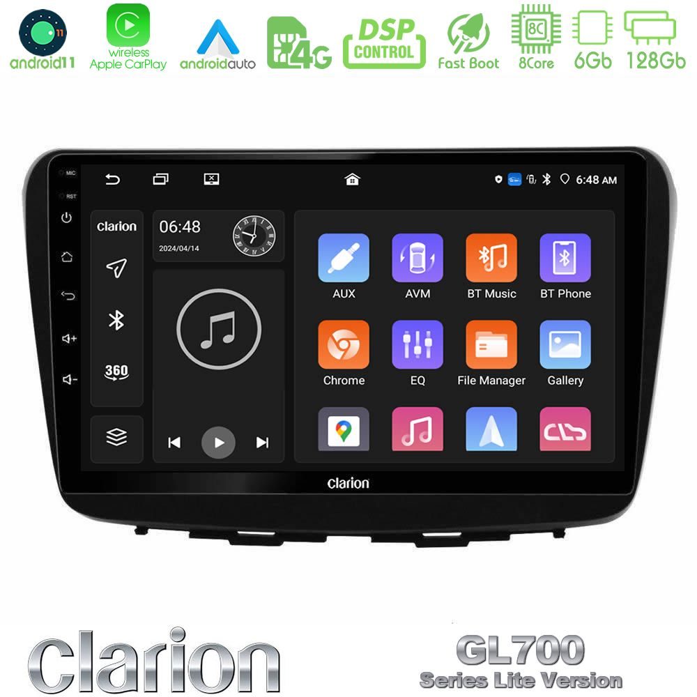 Clarion GL700 Lite Series 8Core Android11 6+128GB Suzuki Baleno 2016-2021 Navigation Multimedia Tablet 9" Με Carplay & Android Auto