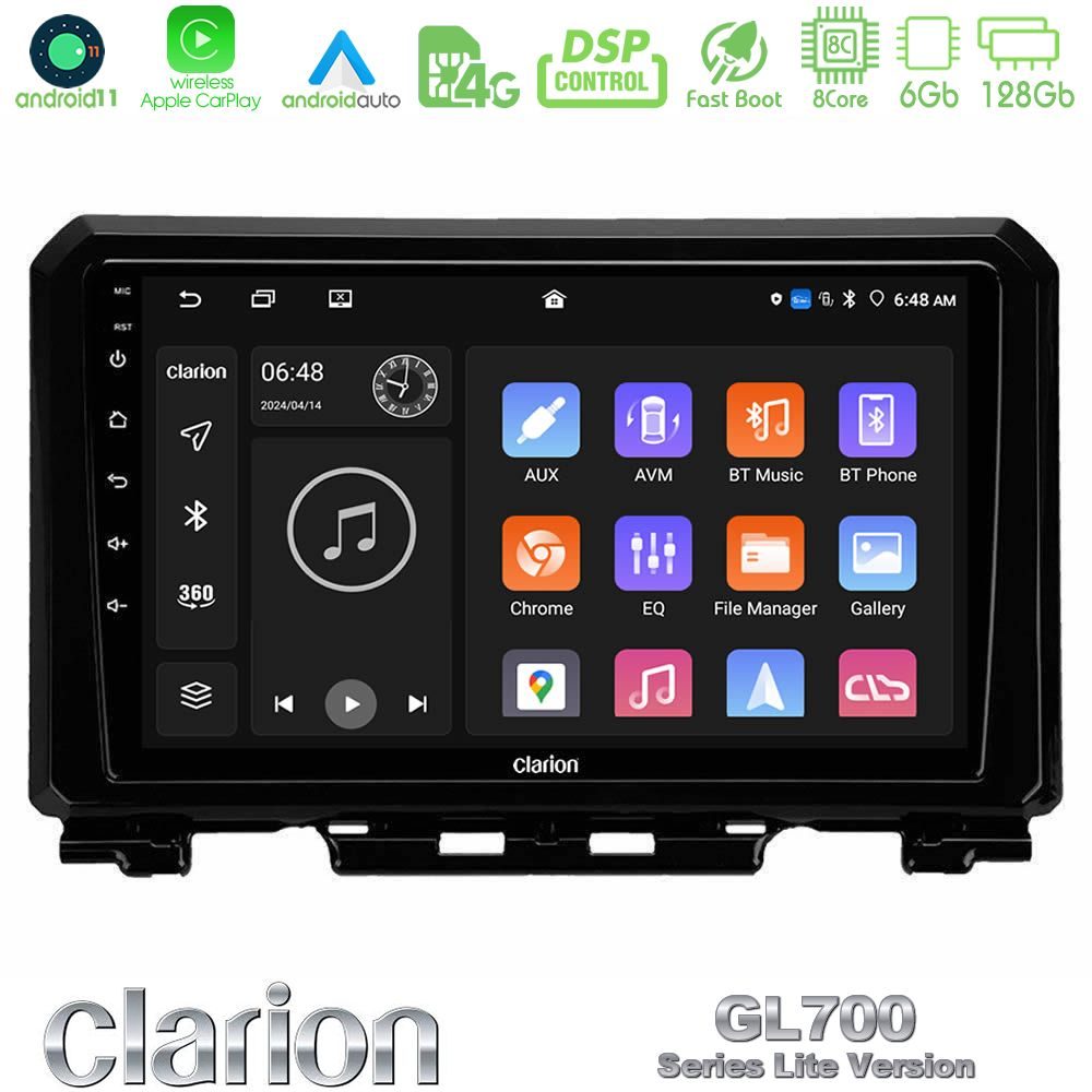 Clarion GL700 Lite Series 8Core Android11 6+128GB Suzuki Jimny 2018-2022 Navigation Multimedia Tablet 9" Με Carplay & Android Auto