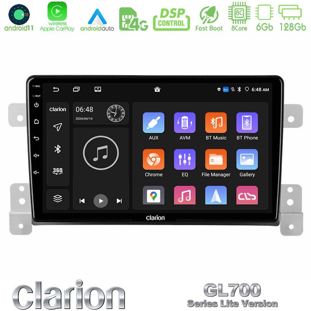 Clarion GL700 Lite Series 8Core Android11 6+128GB Suzuki Grand Vitara Navigation Multimedia Tablet 9" Με Carplay & Android Auto