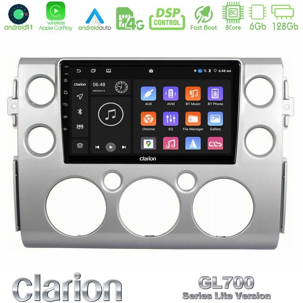 Clarion GL700 Lite Series 8Core Android11 6+128GB Toyota FJ 2007-2014 Navigation Multimedia Tablet 9" Με Carplay & Android Auto