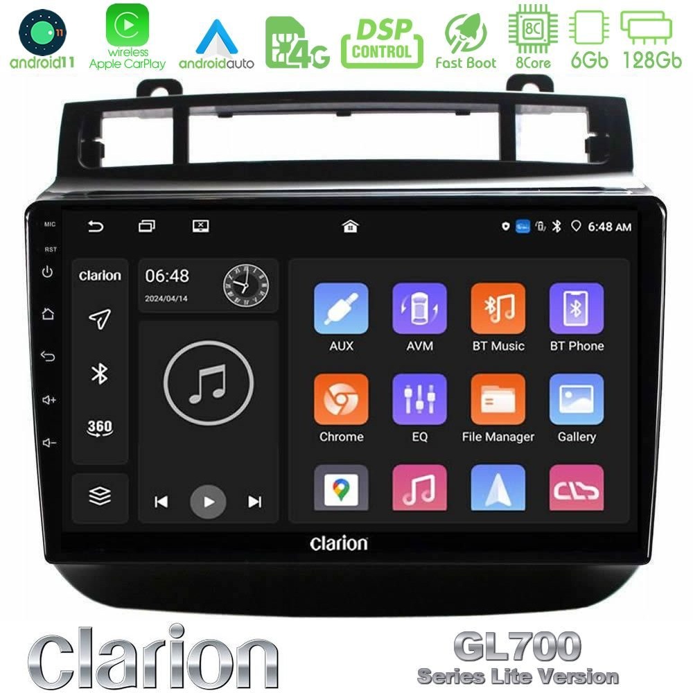 Clarion GL700 Lite Series 8Core Android11 6+128GB VW Touareg 2011-2018 Navigation Multimedia Tablet 9" Με Carplay & Android Auto