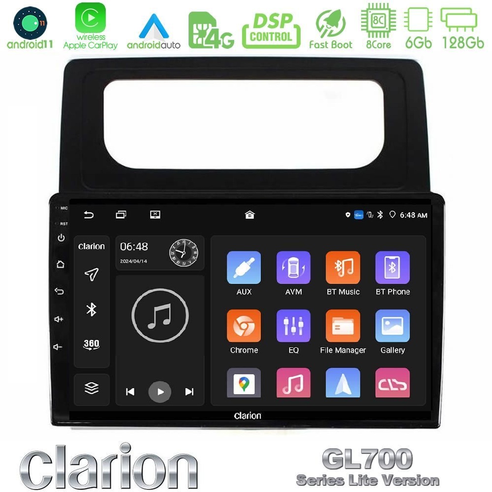 Clarion GL700 Lite Series 8Core Android11 6+128GB VW Caddy 2004-2014 Navigation Multimedia Tablet 10" Με Carplay & Android Auto