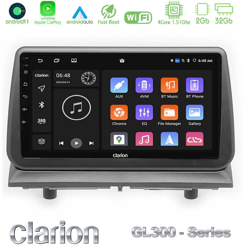 Clarion GL300 Series Dodge Nitro 2007-2011 4Core Android11 2+32GB Navigation Multimedia Tablet 9" Με Carplay & Android Auto