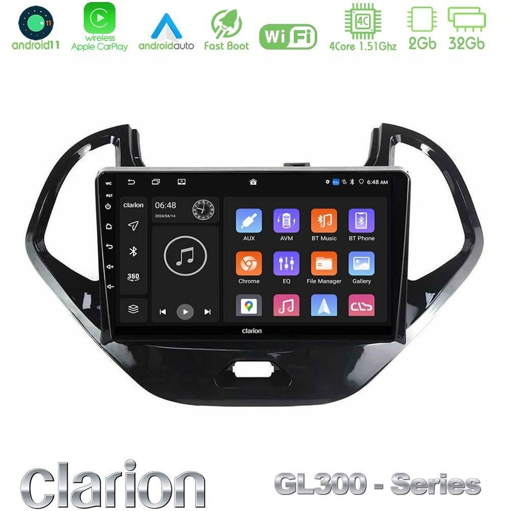 Clarion GL300 Series 4Core Android11 2+32GB Ford Ka 2016-2020 Navigation Multimedia Tablet 9" Με Carplay & Android Auto