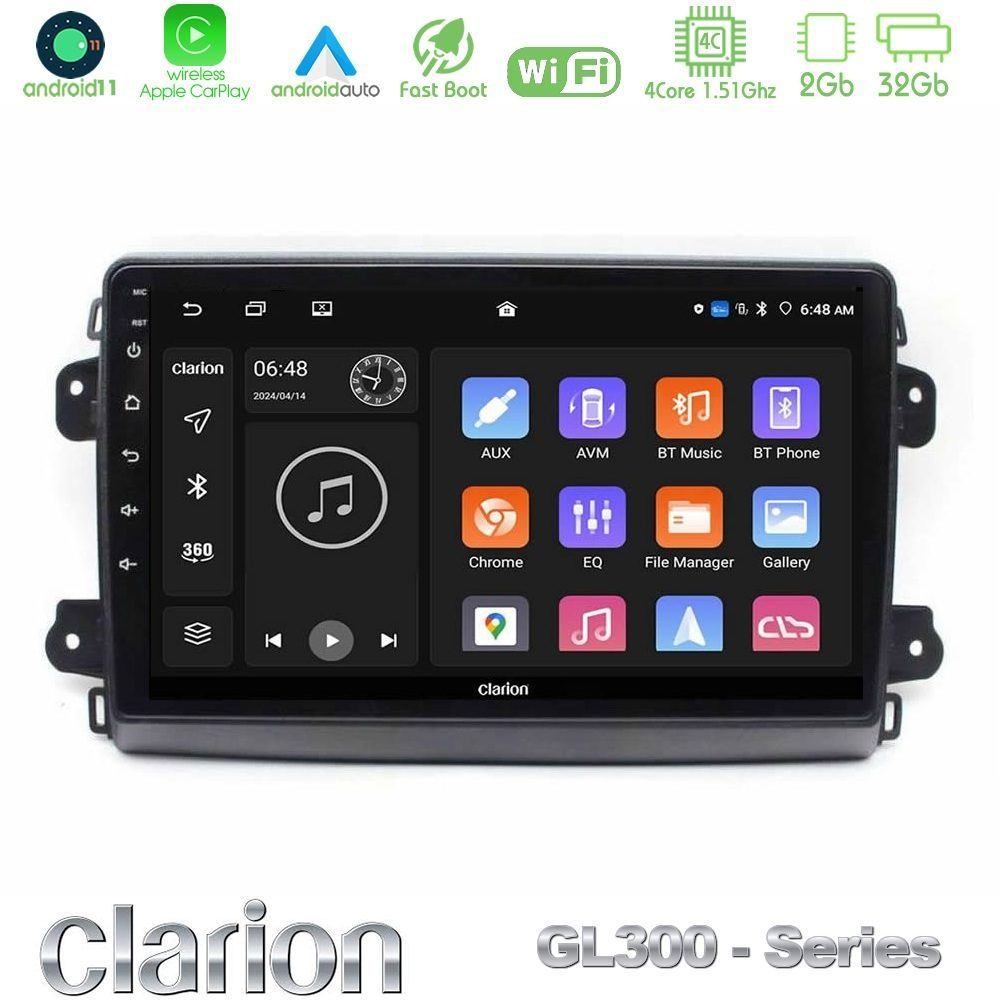 Clarion GL300 Series 4Core Android11 2+32GB Citroen/Fiat/Opel Navigation Multimedia Tablet 9" Με Carplay & Android Auto
