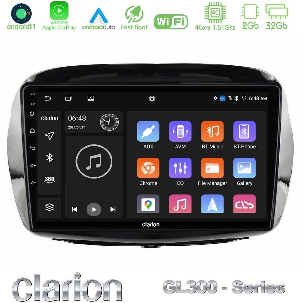 Clarion GL300 Series 4Core Android11 2+32GB Honda FR-V 2004-2009 Navigation Multimedia Tablet 10" Με Carplay & Android Auto