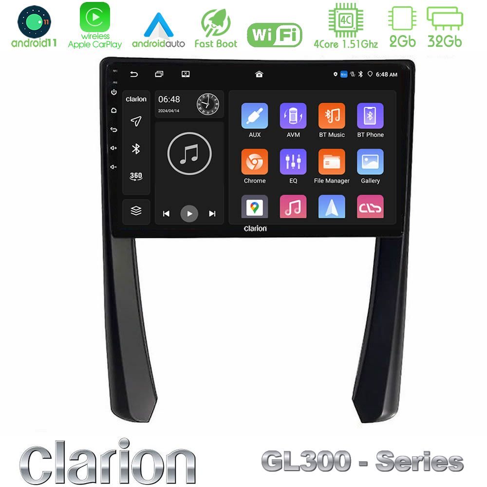 Clarion GL300 Series 4Core Android11 2+32GB Porsche 911/Cayman/Boxster Navigation Multimedia Tablet 9" Με Carplay & Android Auto