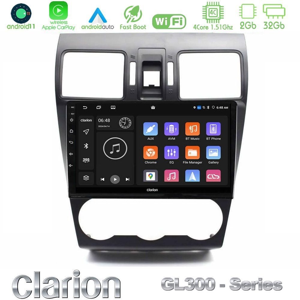 Clarion GL300 Series 4Core Android11 2+32GB Subaru Forester 2015-2018 Navigation Multimedia Tablet 9" Με Carplay & Android Auto
