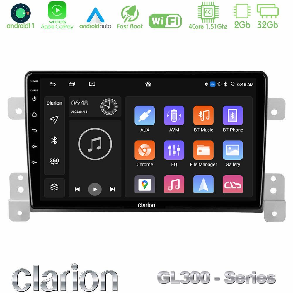 Clarion GL300 Series 4Core Android11 2+32GB Suzuki Grand Vitara Navigation Multimedia Tablet 9" Με Carplay & Android Auto