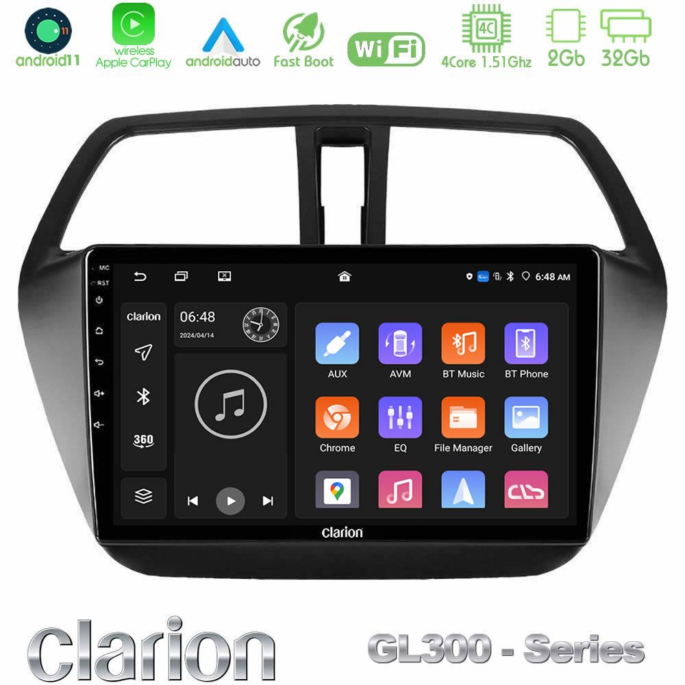 Clarion GL300 Series 4Core Android11 2+32GB Suzuki SX4 S-Cross Navigation Multimedia Tablet 9" Με Carplay & Android Auto