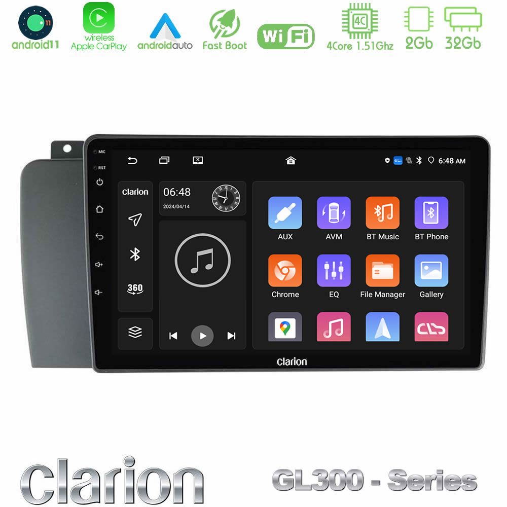 Clarion GL300 Series 4Core Android11 2+32GB Volvo S60 2004-2009 Navigation Multimedia Tablet 9" Με Carplay & Android Auto
