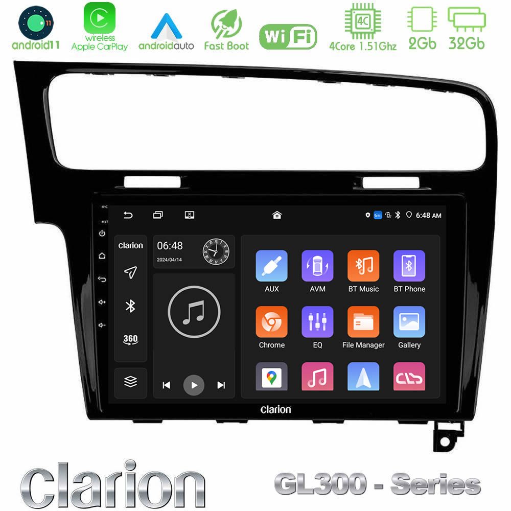 Clarion GL300 Series 4Core Android11 2+32GB VW GOLF 7 Navigation Multimedia Tablet 10" Με Carplay & Android Auto