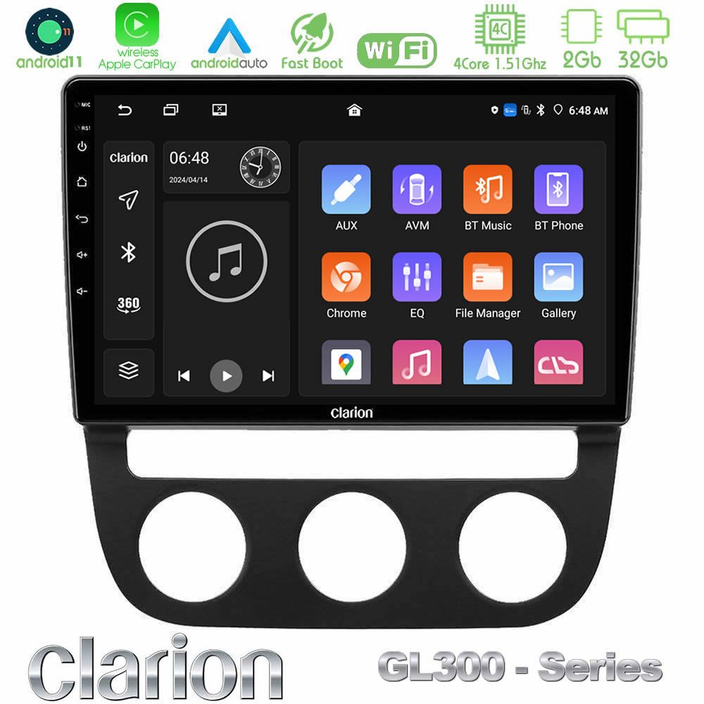 Clarion GL300 Series 4Core Android11 2+32GB VW Jetta Navigation Multimedia Tablet 10" Με Carplay & Android Auto