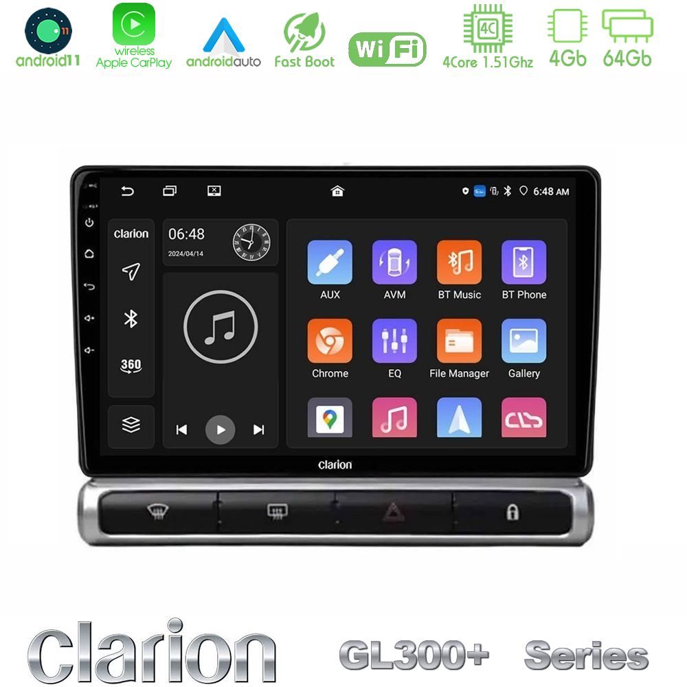 Clarion GL300+ Series 4Core Android11 4+64GB Citroen C3 2016-> Navigation Multimedia Tablet 9"