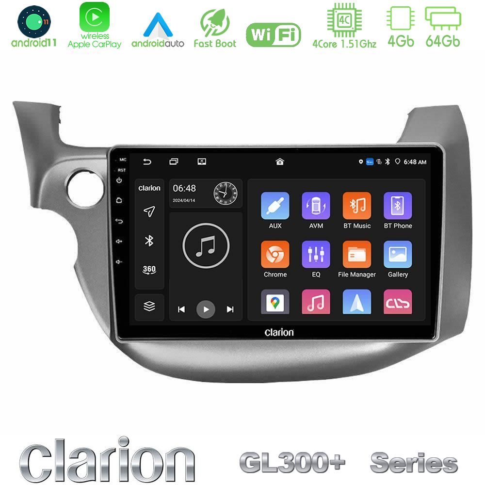Clarion GL300+ Series 4Core Android11 4+64GB  Honda Jazz 2009-2013 Navigation Multimedia Tablet 10"